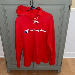 Champion men’s red thin hoodie.